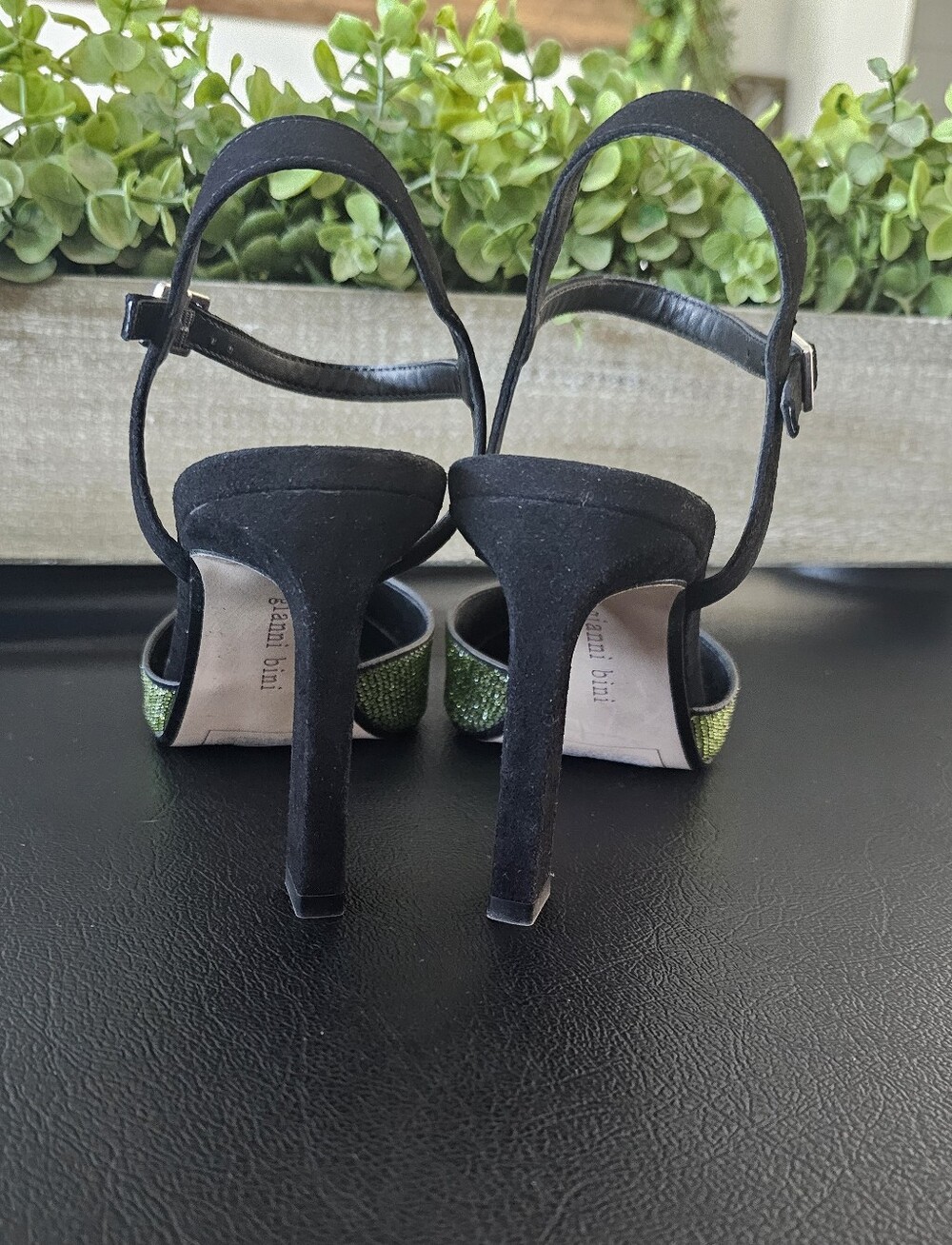 Gianni Bini Black Ankle-Strap Pointed Heels Shoes Pink Neon Green Women's Sz 9.5 - Picture 3 of 7